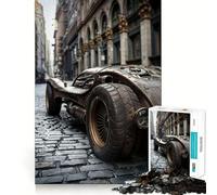 Rompecabezas Steampunk de 1000 Piezas con diseño de Coche en la Ciudad para Adultos y Adolescentes Ideal para Mejorar la Memoria, Relajarse, Jugar con los Bordes Afilados y Regalar 50x75cm