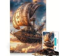 Rompecabezas Steampunk de 1000 Piezas con diseño de dirigible para Adultos Juguete de lógica aguda para el hogar y el Ocio Corte preciso Regalo conmovedor 50x75cm