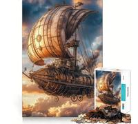 Rompecabezas Steampunk de 1000 Piezas con diseño de dirigible para Adultos Juguete de lógica aguda para el hogar y el Ocio Corte preciso Regalo conmovedor 38x52cm