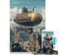Rompecabezas Steampunk de 1000 Piezas con diseño de dirigible y Paisaje Urbano para Adultos Ideal para aliviar el estrés Diseño Elegante y fácil de Usar Incluye la opción Santa Claus 50x75cm