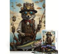 Rompecabezas Steampunk de 1000 Piezas con diseño de Lobo pescando, Ideal para Adultos y Adolescentes Ayuda a Mejorar la Memoria y a relajar la Mente Diseño para armar 38x26cm