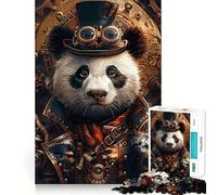 Rompecabezas Steampunk de 1000 Piezas con diseño de Panda para Adultos y Adolescentes Ideal para Mejorar la Memoria, Relajarse, Cortar con precisión y Regalar 38x52cm