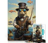Rompecabezas Steampunk de 1000 Piezas con diseño de Pescador de focas para Adultos, Ideal para ejercitar la Mente, Crear un Ambiente Relajado y Divertido Cualquier ocasión 50x75cm