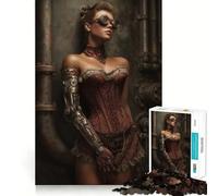 Rompecabezas Steampunk de 1000 Piezas con Figura de Mujer con Brazo mecánico, Ideal para Adolescentes Juguete para aliviar el estrés Diseño artístico y fácil de Usar 38x52cm
