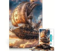 Rompecabezas Steampunk de 1000 Piezas con Forma de dirigible para Adolescentes Juguete cognitivo Disfruta Lentamente Borde Premium Elige tu Deseo de Papá Noel 38x26cm