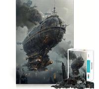 Rompecabezas Steampunk de 1000 Piezas con Forma de dirigible para Adolescentes Juguete de lógica sólida, Divertido y Relajante Corte de precisión Artículo de Santa Claus 38x26cm