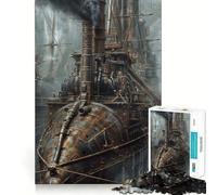Rompecabezas Steampunk de 1000 Piezas con Forma de dirigible para Adultos Juguete de lógica Mental para aliviar la tensión Corte Firme 38x26cm