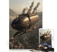Rompecabezas Steampunk de 1000 Piezas con Forma de dirigible sobre la Ciudad para Adultos Un Rompecabezas Mental Relajante y Divertido para armar Una cálida Sorpresa 38x52cm