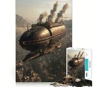 Rompecabezas Steampunk de 1000 Piezas con Forma de dirigible sobre la Ciudad para Adultos Un Rompecabezas Mental Relajante y Divertido para armar Una cálida Sorpresa 38x52cm