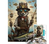 Rompecabezas Steampunk de 1000 Piezas para Adolescentes con diseño de Lobo pescando Ideal para Relajarse Jugar a un Juego Educativo un Reto un Juguete un Regalo de cumpleaños para Mejorar la Memoria