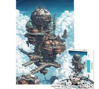 Rompecabezas Steampunk de 1000 Piezas para Adultos Ciudad en el Cielo Diversión en casa Juego práctico de Corte de precisión Apto para Mayores de 14 años 50x75cm