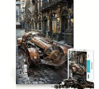 Rompecabezas Steampunk de 1000 Piezas para Adultos Coche en la Ciudad, 1000 Piezas, para aliviar el estrés, Corte Ajustado, Papá Noel, selección de Deseos 50x75cm