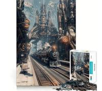 Rompecabezas Steampunk de 1000 Piezas para Adultos con diseño de estación de Tren Juguete para Pensar, relajación y decoración de Pared con Corte Limpio 38x52cm