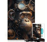 Rompecabezas Steampunk de Animales Mono para Adultos, 1000 Piezas, fortalece la Memoria, Tranquilo, calmado, Bordes limpios, Arte Coleccionable 38x52cm