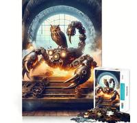 Rompecabezas Steampunk de Búho Escorpión y Máquina de 1000 Piezas para Adultos Juguete Inteligente y Divertido Corte Preciso 38x52cm