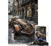 Rompecabezas Steampunk de Coche en la Ciudad para Adultos, 1000 Piezas, Rompecabezas Mental, Divertido y Relajante, Imagen para armar, cálida Sorpresa 38x26cm
