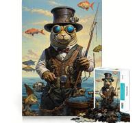 Rompecabezas Steampunk de Foca pescadora Adolescente, 1000 Piezas, Juguete para estimular la lógica, alegría Familiar, Borde Premium, 38x26cm