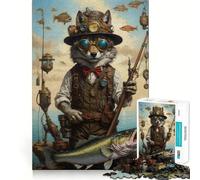 Rompecabezas Steampunk de Lobo Pescador para Adolescentes, 1000 Piezas, Rompecabezas Mental, Divertido y Recreativo, Regalo Encantador 38x52cm
