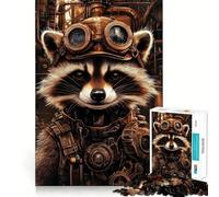 Rompecabezas Steampunk de Mapache de 1000 Piezas para Adultos Recall Upgrade Stress Relief Tight Cut Santa Wish Pick 38x26cm