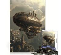 Rompecabezas Steampunk Dirigible sobre la Ciudad de 1000 Piezas para Adolescentes Rompecabezas Sólido Lógico Juguete Divertido y Tranquilo Corte de Precisión Artículo de Deseo de Santa Claus 38x52cm