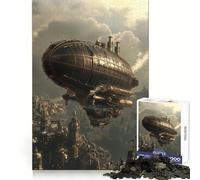 Rompecabezas Steampunk Dirigible sobre la Ciudad para Adolescentes, 1000 Piezas, Juguete de Lógica Mental, Alivio del Estrés, Corte Firme, Regalo de Deseos de Santa Claus 50x75cm