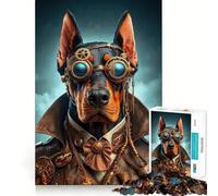 Rompecabezas Steampunk Doberman de 1000 Piezas para Adolescentes, Juguete cognitivo, Juego de Mesa de Ocio Suave, Pieza de Arte 38x52cm