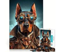 Rompecabezas Steampunk Doberman de 1000 Piezas para Adolescentes Juguete para desarrollar la lógica, diversión Tranquila, Bordes Suaves, Regalo Creativo 38x26cm