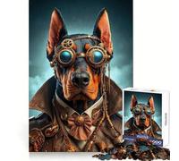 Rompecabezas Steampunk Doberman de 1000 Piezas para Adolescentes Juguete para desarrollar la lógica, diversión Tranquila, Bordes Suaves, Regalo Creativo 38x26cm