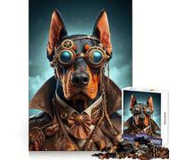 Rompecabezas Steampunk Doberman de 1000 Piezas para Adolescentes Mejora la Memoria, diversión Relajante, Bordes precisos, Regalo Original 50x75cm