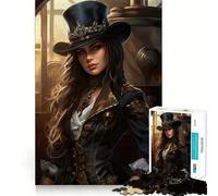 Rompecabezas Steampunk Girl de 1000 Piezas para Adolescentes, Juguete cognitivo, Juego Lento, Disfruta, Borde Premium, Elige tu Deseo de Papá Noel 38x52cm