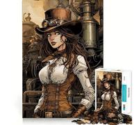 Rompecabezas Steampunk Girl de 1000 Piezas para Adultos, Juguete para Pensar, Calma, relajación, decoración de Pared con Corte Limpio 38x26cm