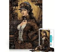 Rompecabezas Steampunk Girl de 1000 Piezas para Adultos y Adolescentes Ayuda a Mejorar la Memoria y relaja la Mente Diseño para armar 38x52cm