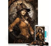 Rompecabezas Steampunk Girl para Adultos, 1000 Piezas, fortalece la Memoria, Alivia el estrés, Bordes Lisos, Regalo conmovedor 38x26cm