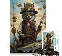 Rompecabezas Steampunk Lobo Pescador de 1000 Piezas para Adultos Juguete Inteligente y Divertido Corte Preciso 50x75cm
