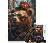 Rompecabezas Steampunk Oso Animal Adolescentes 1000 Piezas Mejora la Memoria Juego Relajante Borde Limpio Artículo Deseo de Santa 50x75cm