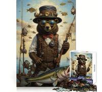 Rompecabezas Steampunk Oso Pescador para Adolescentes 1000 Piezas Juego de Lógica Diversión en Interiores Pieza de Colección Arte de Borde Preciso 38x52cm