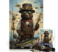 Rompecabezas Steampunk Oso Pescador para Adolescentes 1000 Piezas Juguete de Lógica Mental Antiestrés Corte Firme Regalo de Deseos de Santa Claus 50x75cm