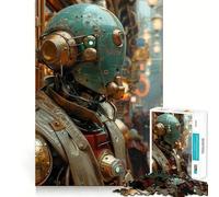 Rompecabezas Steampunk Robot en la Ciudad de 1000 Piezas para Adolescentes Juguete de Lógica Mental Tiempo Libre Bordes Finos 38x26cm