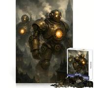 Rompecabezas Steampunk Robots sobre Paisaje Urbano de 1000 Piezas para Adolescentes Mejora la Memoria Tiempo Libre Diseño de Corte Sólido Artículo de Deseos de Santa Claus 38x26cm
