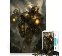 Rompecabezas Steampunk Robots sobre Paisaje Urbano de 1000 Piezas para Adolescentes Mejora la Memoria Tiempo Libre Diseño de Corte Sólido Artículo de Deseos de Santa Claus 38x26cm