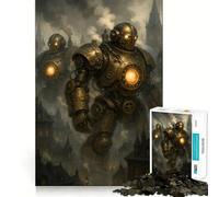 Rompecabezas Steampunk Robots sobre Paisaje Urbano de 1000 Piezas para Adultos Juguete de lógica Mental Alivia la tensión Corte Firme 50x75cm