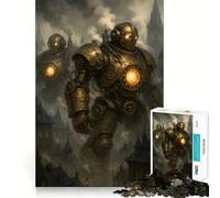 Rompecabezas Steampunk Robots sobre Paisaje Urbano de 1000 Piezas para Adultos Juguete Inteligente, Divertido y silencioso Corte preciso 38x52cm