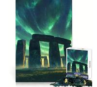 Rompecabezas Stonehenge bajo la Aurora Boreal para Adultos, 1000 Piezas Refuerza la Memoria Diversión Relajante Bordes de Calidad Un Regalo Encantador 38x26cm