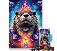 Rompecabezas Stonimal de 1000 Piezas con Forma de Nutria Amatista para Adolescentes Juego de Habilidades mentales Corte láser para un Ajuste Actividad grupal Relajante para Interiores