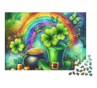 Rompecabezas StPatricksDayArt de 1000 Piezas Trébol de la Suerte Arcoíris Olla Dorada Adultos de 12 años en adelante Juegos Educativos Hermoso Desafío de Decoración Alta Dificultad Cumpleaños 70x50cm