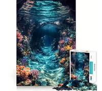 Rompecabezas Submarino de 1000 Piezas con diseño de Cueva de Arrecife de Coral Juguete Que desafía la Mente Corte preciso y alineación Actividad Divertida para Toda la Familia (38x52cm)