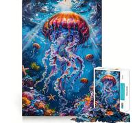 Rompecabezas Submarino de 1000 Piezas con diseño de Medusas Vibrantes Juguete Creativo para desarrollar la Creatividad Encaje Seguro sin Piezas Sueltas Actividad para Compartir en Familia (38x52cm)