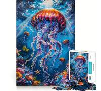 Rompecabezas Submarino de 1000 Piezas con diseño de Medusas Vibrantes para Adolescentes Juego Que estimula el Cerebro Encaje Huecos Actividad Relajante para Grupos en Interiores (38x26cm)