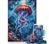 Rompecabezas Submarino de 1000 Piezas con diseño de Medusas Vibrantes para Adultos Juego para ejercitar la Mente Corte láser para un Ajuste Actividad gratificante para días lluviosos 50x75cm