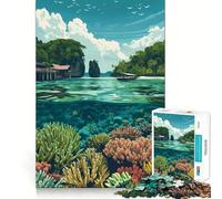 Rompecabezas Submarino de 1000 Piezas en Raja Ampat Juego para ejercitar la Mente Artesanía de Corte experta Un pasatiempo Fascinante para los Momentos de Ocio (50x75cm)